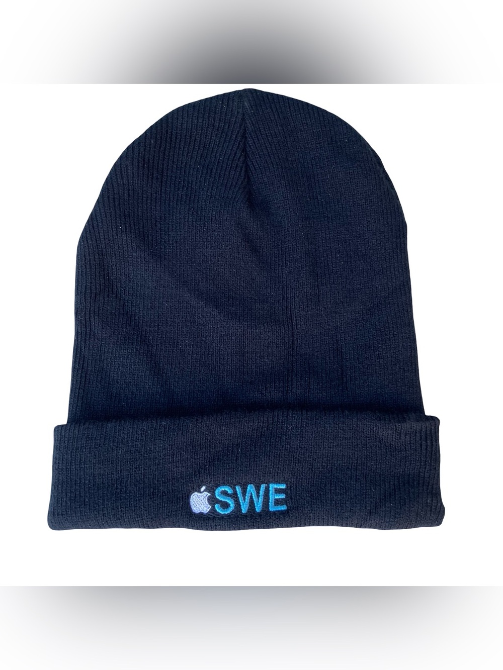 Apple Computers Beanie Hat Software Engineer SWE Black Cuffed Embroidered Logo